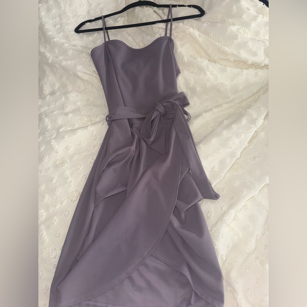 Windsor Purple Asymmetrical Spaghetti Strap Sundress
